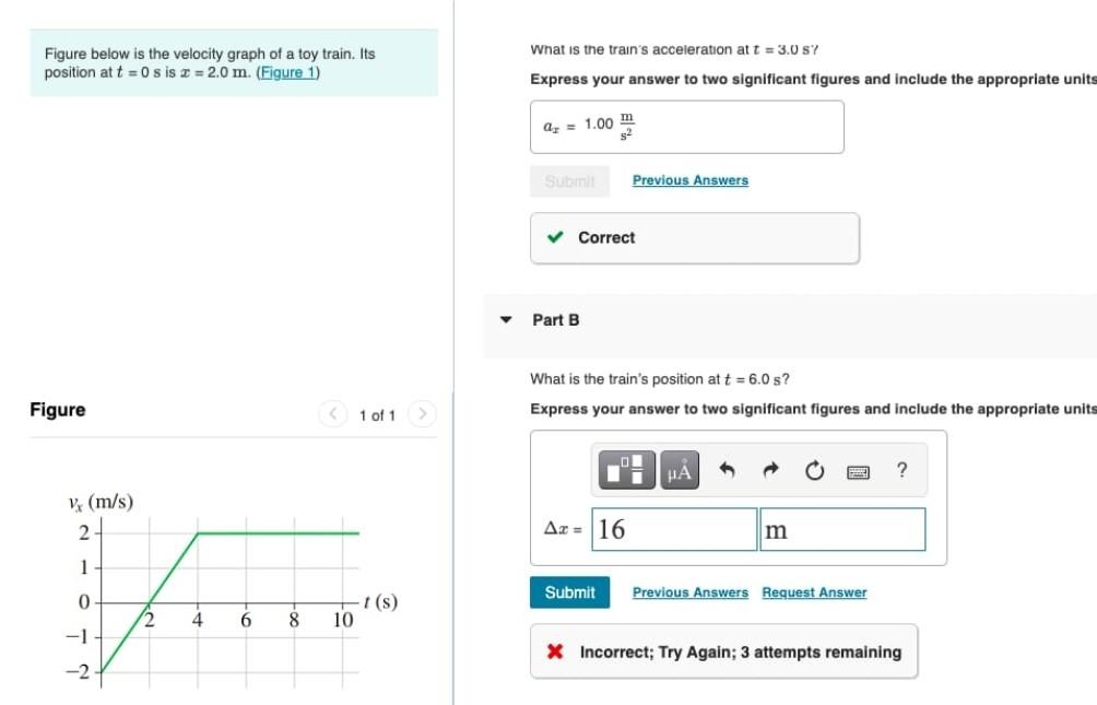 Solved What is the train's acceleration at t = 3.0 SY Figure | Chegg.com