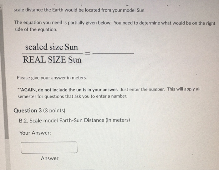 Solved B. The Sun-Earth System 1. Scale model Earth-Sun | Chegg.com