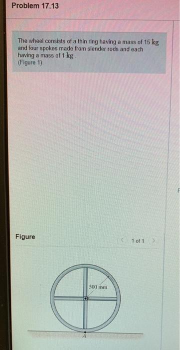 Solved Problem 17.13 The wheel consists of a thin ring | Chegg.com