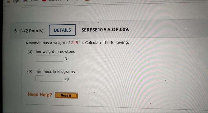 Solved 3 Apps 5. [-12 Points] DETAILS SERPSE10 5.5.OP.009. A | Chegg.com