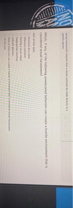 Solved INO Sexual Harassment Requires That A Sexual Comment | Chegg.com