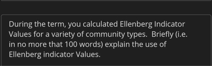 Solved During the term, you calculated Ellenberg Indicator | Chegg.com