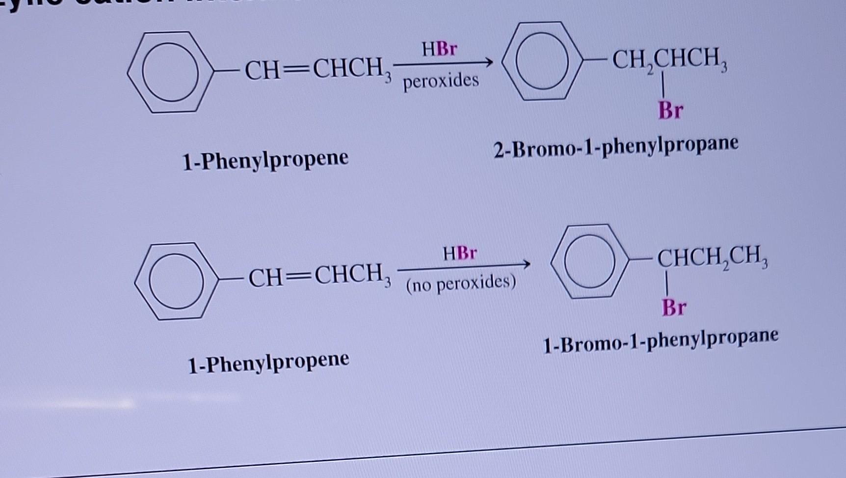 Solved 1 Phenylpropene 2 Bromo 1 Phenylpropane