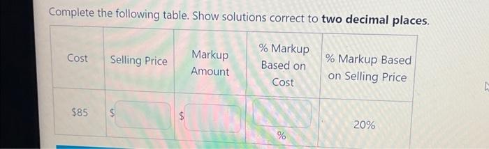 Solved Complete the following table. Show solutions correct | Chegg.com