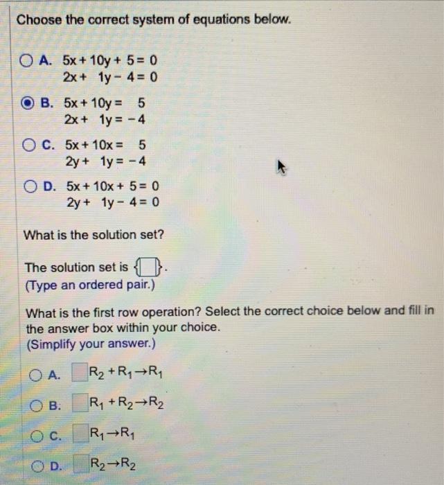 Solved For the given sequence of augmented matrices Chegg