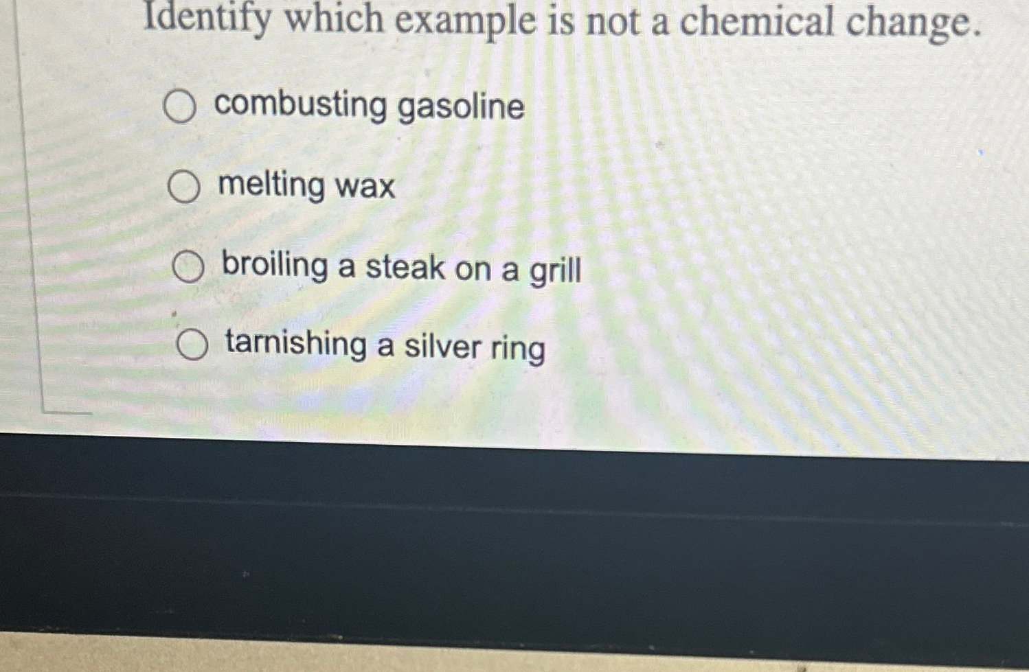 Solved Identify which example is not a chemical