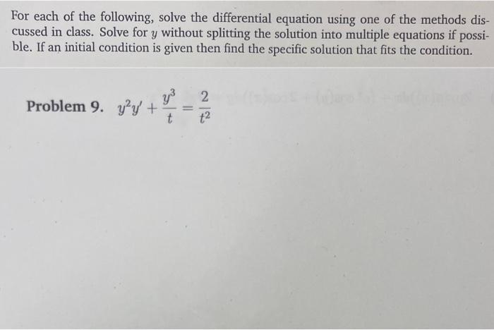 Solved For Each Of The Following, Solve The Differential | Chegg.com