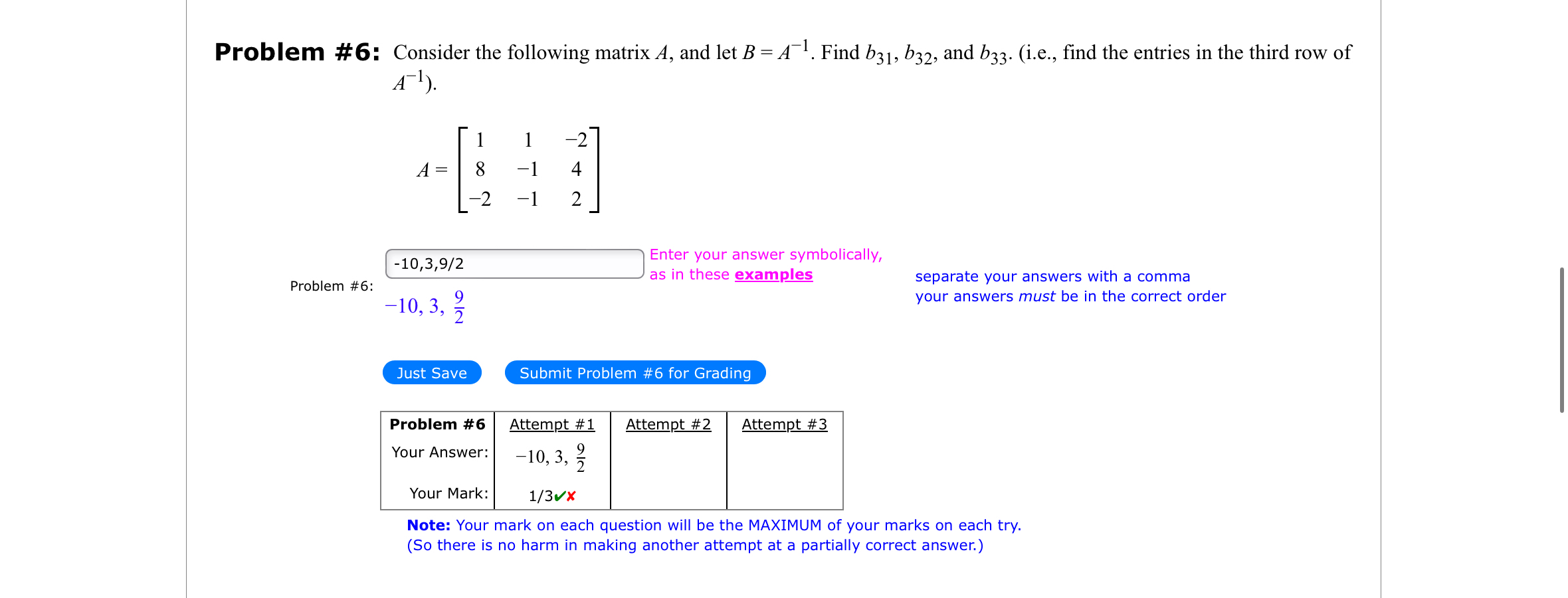 Solved Problem #6: Consider the following matrix A, ﻿and let | Chegg.com
