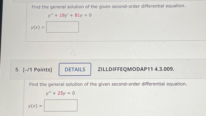 Solved Find The General Solution Of The Given Second-order | Chegg.com