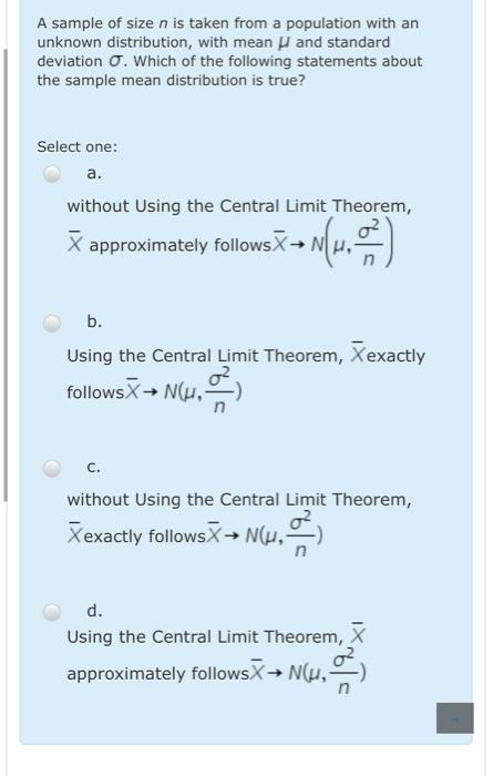 Solved A sample of size n is taken from a population with an | Chegg.com