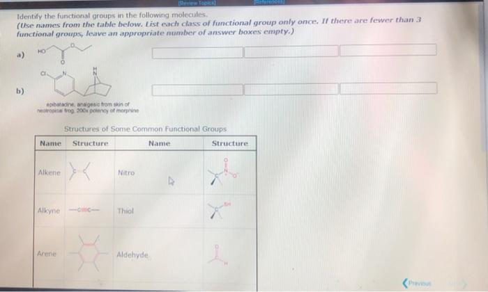 Solved Identify the functional groups in the following | Chegg.com