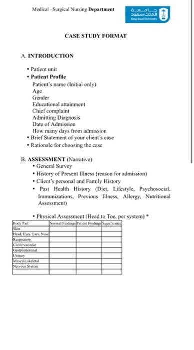 case study format in medical surgical nursing