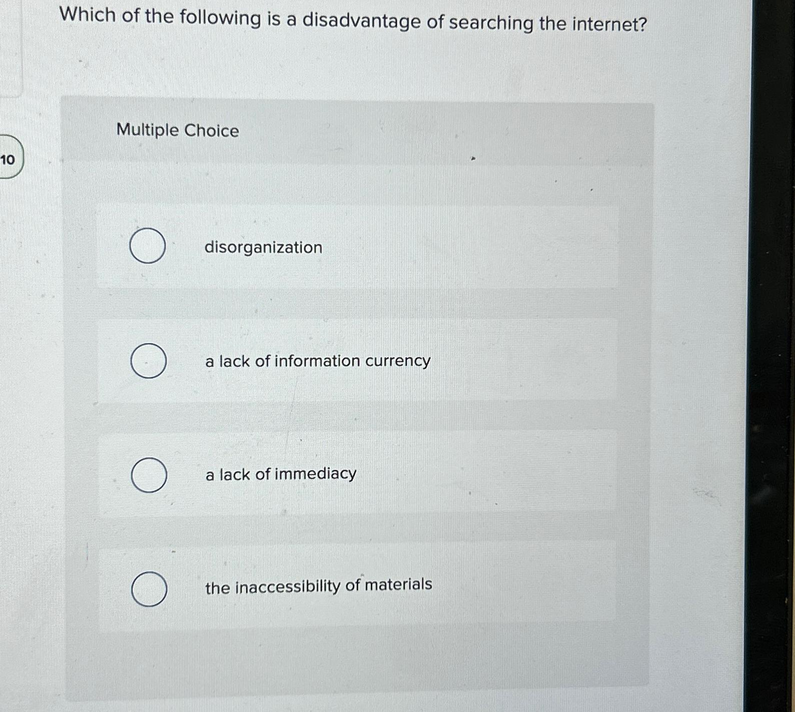 Solved Which of the following is a disadvantage of searching | Chegg.com