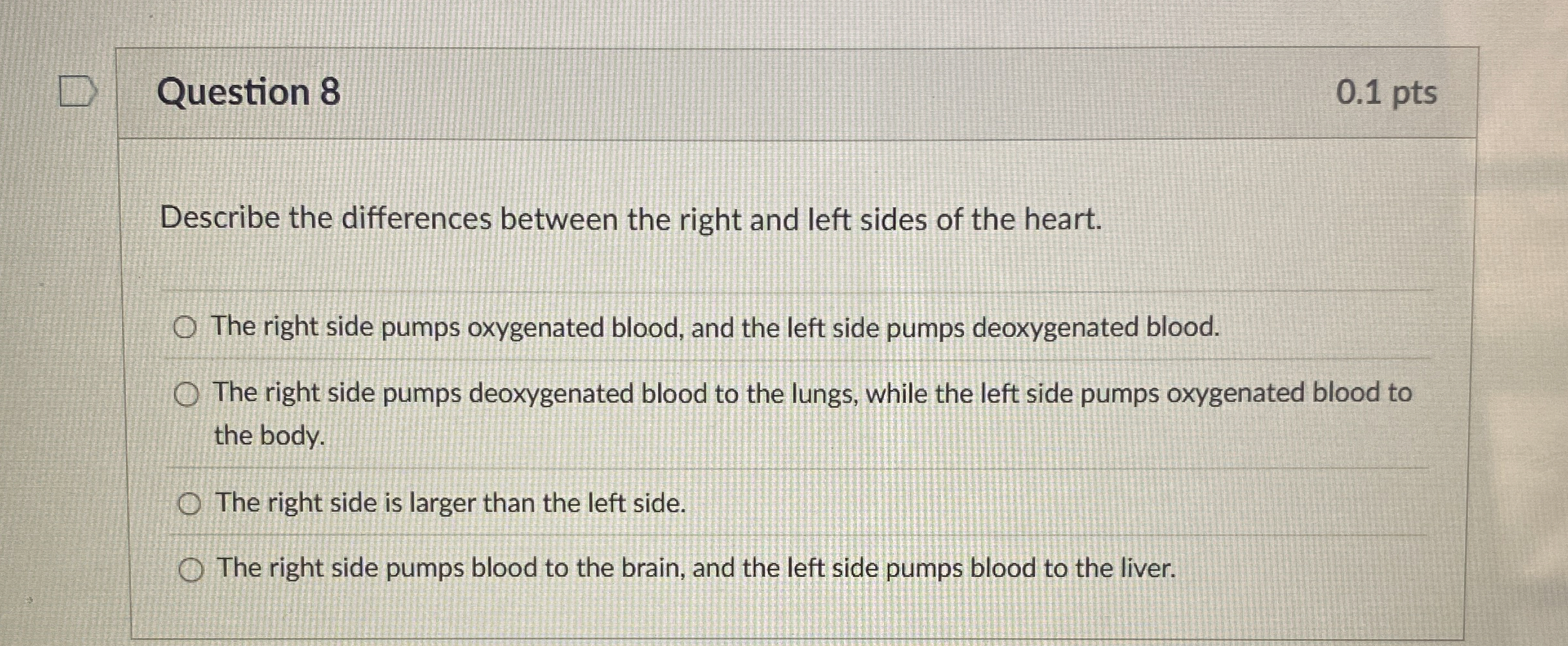 Solved Question 8Describe the differences between the right | Chegg.com