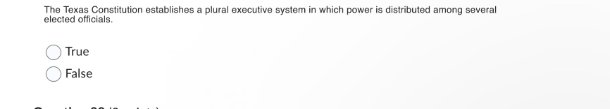 Solved The Texas Constitution establishes a plural executive | Chegg.com
