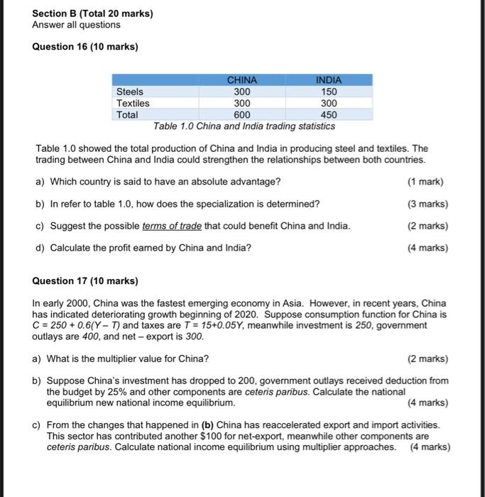 Solved Section B (Total 20 Marks) Answer All Questions | Chegg.com