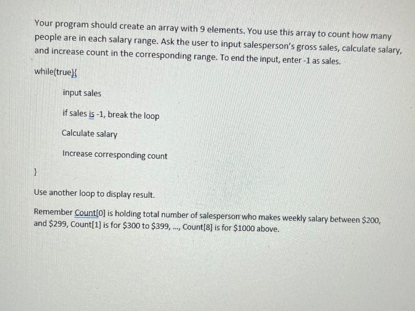 Solved JUse a one-dimensional array to solve the following | Chegg.com