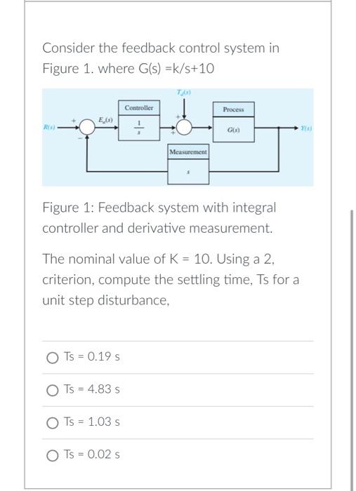 Solved Consider The Feedback Control System In Figure 1. | Chegg.com