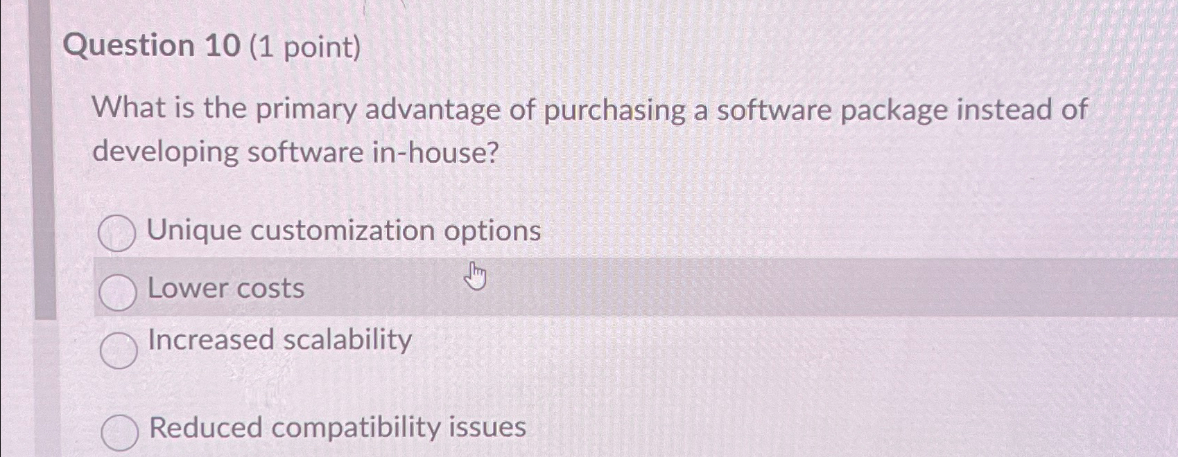 Solved Question 10 (1 ﻿point)What is the primary advantage | Chegg.com