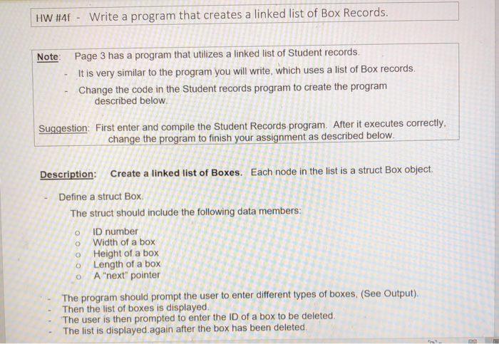 Solved HW #4 Write a program that creates a linked list of | Chegg.com