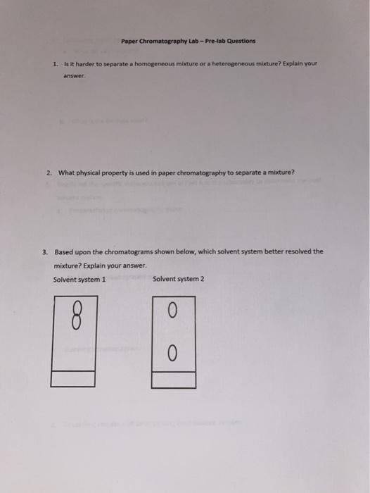 Solved Paper Chromatography Lab - Pre-lab Questions 1. Is it | Chegg.com