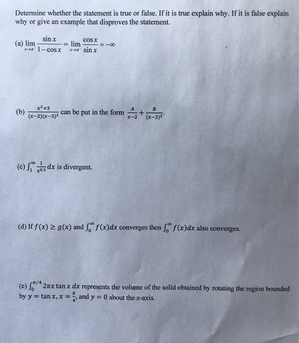 Solved Determine whether the statement is true or false. If | Chegg.com