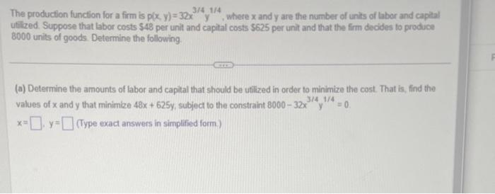 Solved The production function for a firm is | Chegg.com