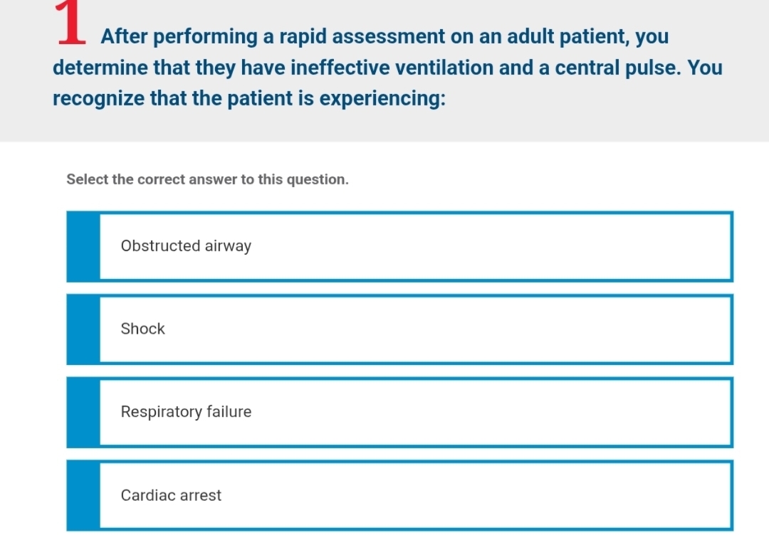 Solved After performing a rapid assessment on an adult | Chegg.com