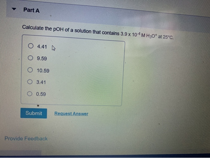 Solved Part A Calculate The POH Of A Solution That Contains | Chegg.com