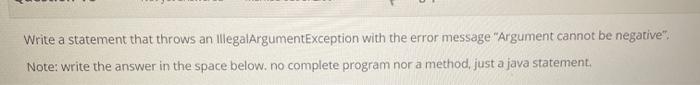Solved Write a statement that throws an | Chegg.com