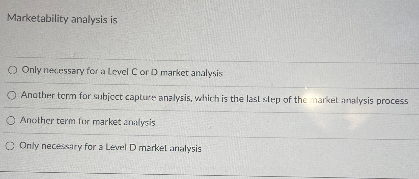 Solved Marketability analysis isOnly necessary for a Level C | Chegg.com