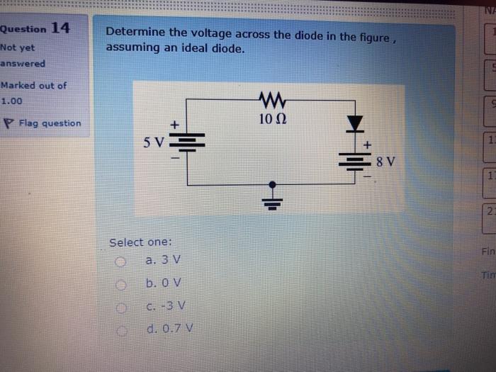 Solved NA Question 14 Determine the voltage across the diode | Chegg.com