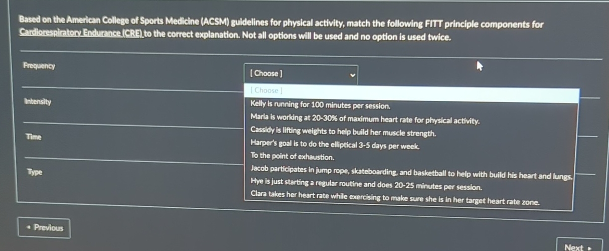 Solved Based on the American College of Sports Medicine | Chegg.com