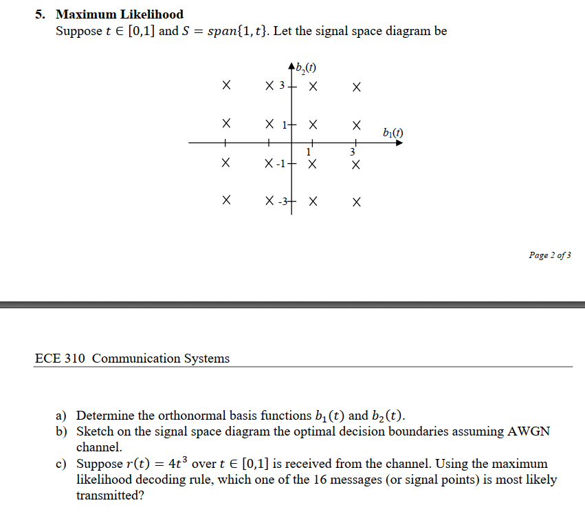 Solved Maximum LikelihoodSuppose tin[0,1] ﻿and S=span{1,t}. | Chegg.com
