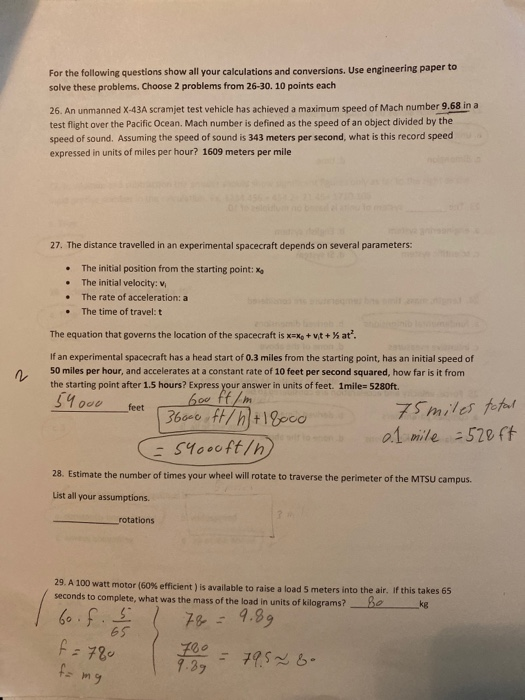 Solved For the following questions show all your | Chegg.com