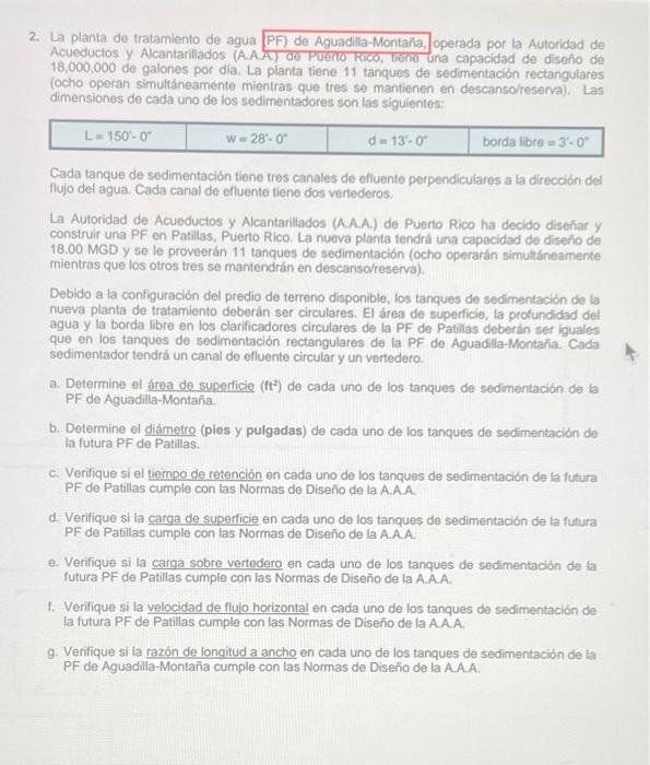 2. La planta de tratamiento de agua operada por la Autoridad de Acueductos y Alcantarillados (A.A.n, ve rueru rico, vene una