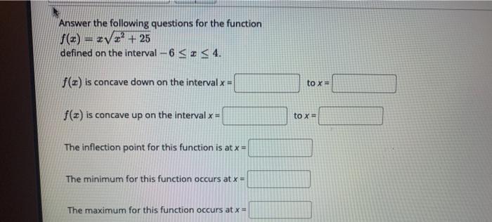 Solved Answer the following questions for the function f(x) | Chegg.com
