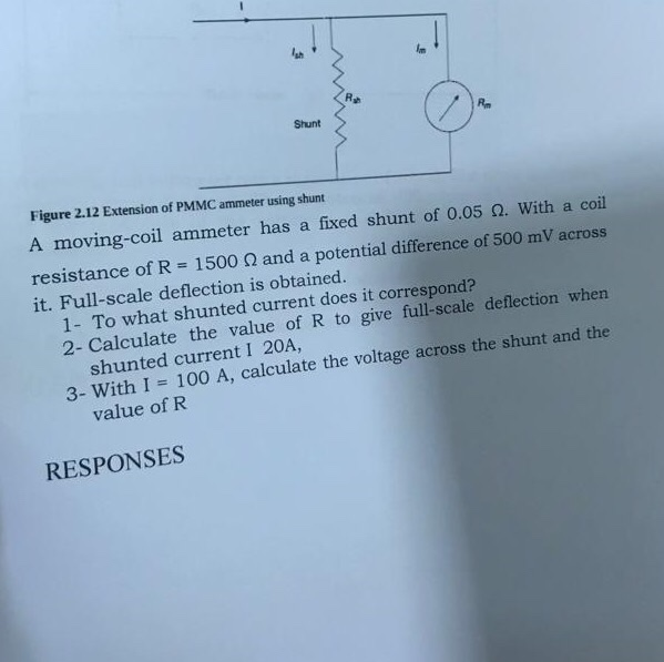 Solved Shunt Figure 2.12 Extension of PMMC ammeter using