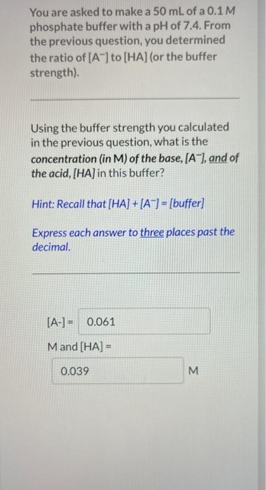 Solved You are asked to make a 50 mL of a 0.1 M phosphate | Chegg.com