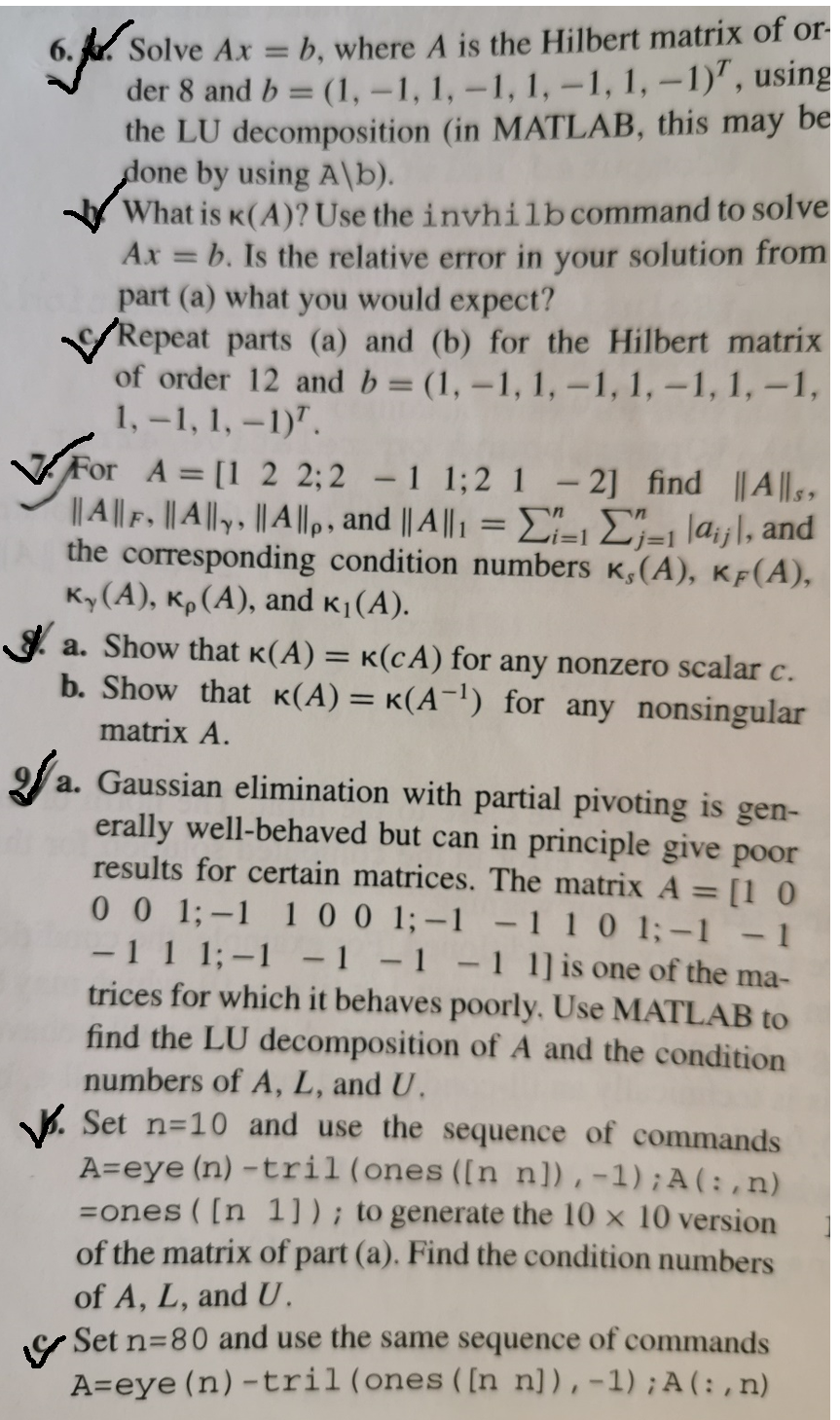 Solved 6. M. Solve Ax = b, where A is the Hilbert matrix of | Chegg.com