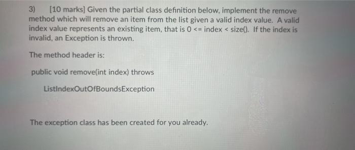 Solved 3) (10 marks) Given the partial class definition | Chegg.com