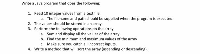 Solved Write a Java program that does the following: 1. Read | Chegg.com
