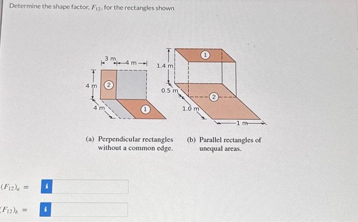 Solved Determine the shape factor, F12, for the rectangles | Chegg.com