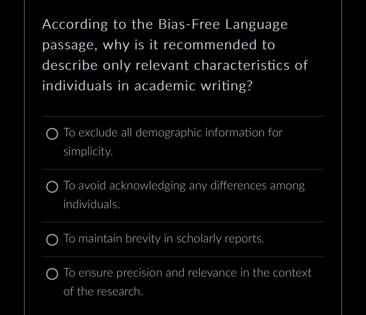 Solved According to the Bias-Free Language passage, why is | Chegg.com