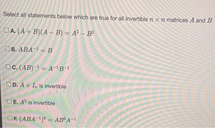 Solved Select All Statements Below Which Are True For All | Chegg.com