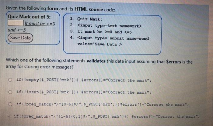 Solved Given the following form and its HTML source code: | Chegg.com
