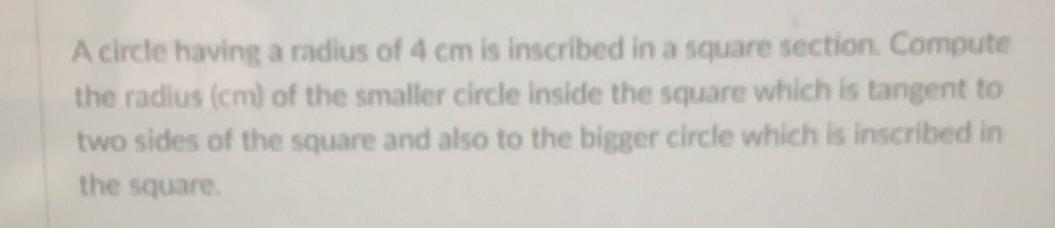 a circle of radius 4 cm is drawn inscribed