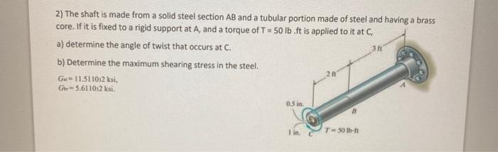Solved 2) The shaft is made from a solid steel section AB | Chegg.com