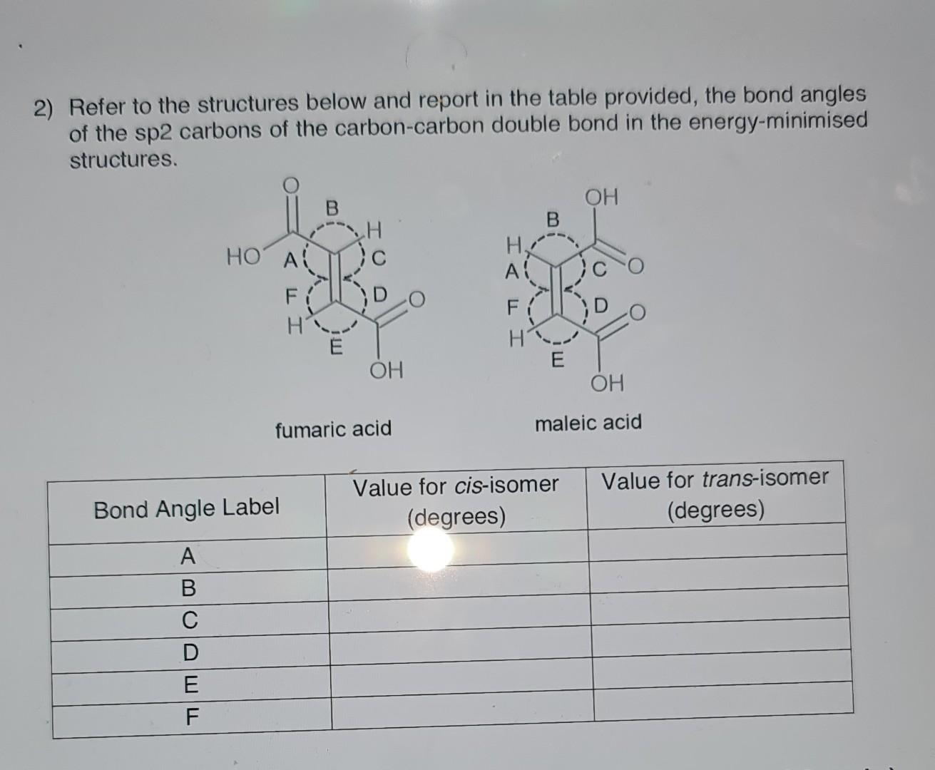 Solved 2) Refer to the structures below and report in the | Chegg.com
