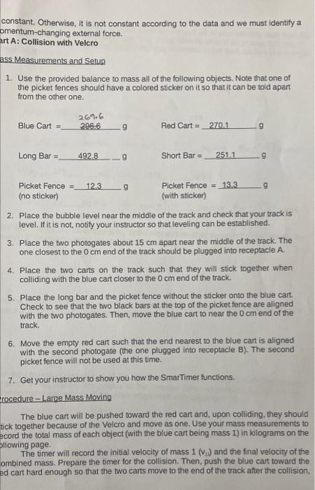 conservation of linear momentum experiment investigative question